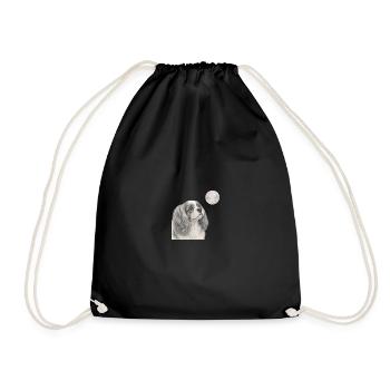 Cavalier King Charles Spaniel Dog Retro Motif - Drawstring Bag - black - Front