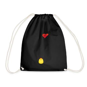 Cute Chicken In Love Gift Idea - Drawstring Bag - black - Front