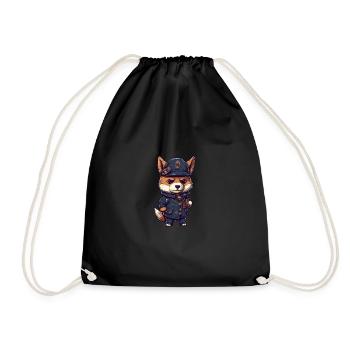 Japanese dog Shiba Inu profession policeman in - Drawstring Bag - black - Front