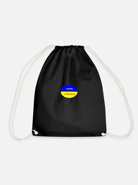 together with Ukraine - Drawstring Bag - black