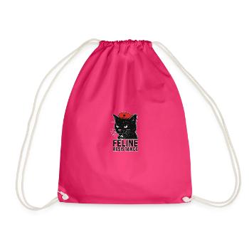 Résistance féline – Chat noir avec béret et drapeau - Sac de sport léger - fuchsia - Devant