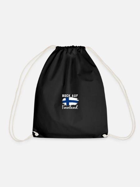 Bock auf Finnland Flagge Urlaub Geschenk - Turnbeutel - Schwarz
