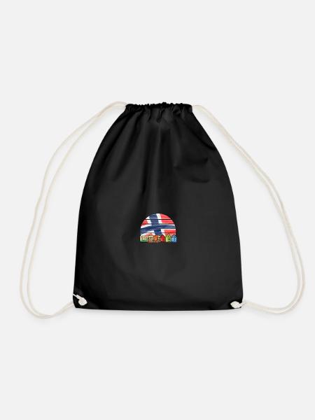 Norwegen Wikinger Flagge Skandinavien Urlaub - Turnbeutel - Schwarz