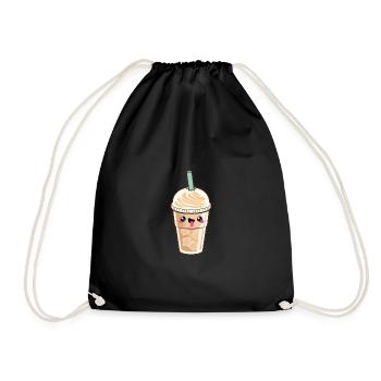 Kawaii Iced Latte Coffee - Drawstring Bag - black - Front