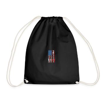 American Flag Fishing Rod USA Patriotic - Turnbeutel - Schwarz - Vorne