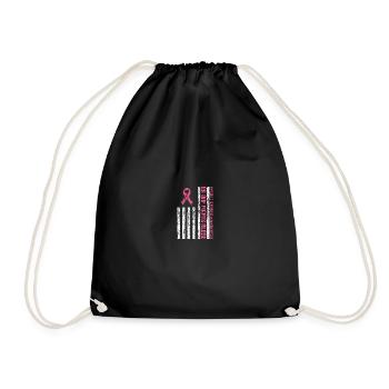 Pink Ribbon Breast Cancer American Flag - Turnbeutel - Schwarz - Vorne