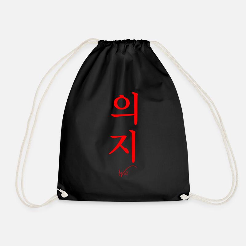 Korean - Drawstring Bag - black