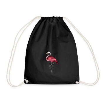 Geometric Flamingo - Drawstring Bag - black - Front