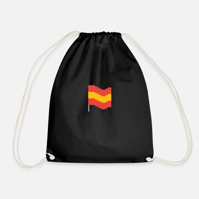 Spain Flag Pixel Art - Drawstring Bag - black