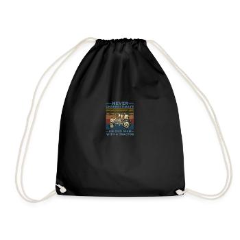 Never Underestimate An Old Man With A Tractor - Drawstring Bag - black - Front