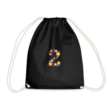 Flowers 2 - Drawstring Bag - black - Front