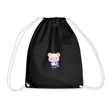 Animal mignon content d'aller à l'école enfant sac - Sac de sport léger - noir - Devant