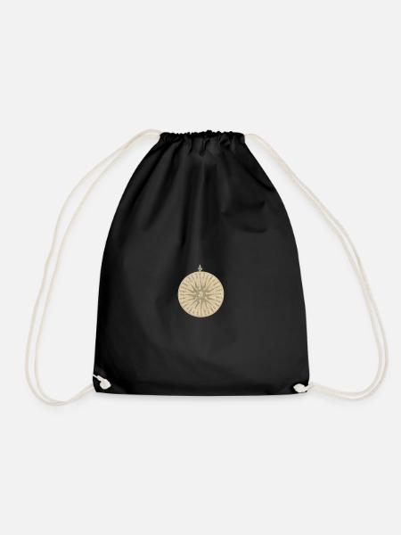 The Bitcoin Compass - Drawstring Bag - black