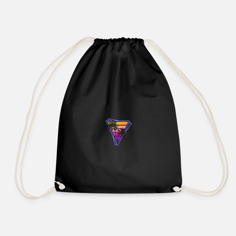 Retro Wave Palmen Vaporwave Synthwave Logo - Turnbeutel - Schwarz