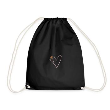 Mom Robin with Heart Gift Mother's Day - Drawstring Bag - black - Front