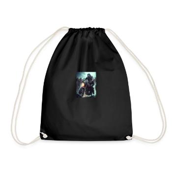 Zombie BIker1 - Drawstring Bag - black - Front