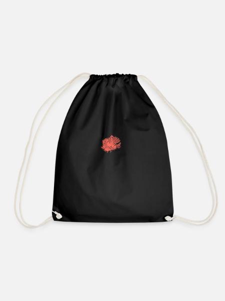 coral pattern - Drawstring Bag - black