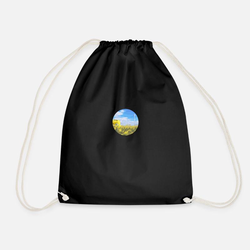 field with windmill - Drawstring Bag - black