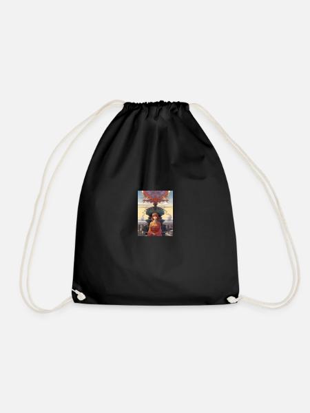 Manga Woman - Drawstring Bag - black