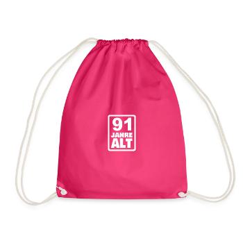 Age 91 - Drawstring Bag - fuchsia - Front