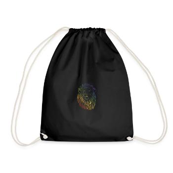 Rainbow colored lion lion head animal motif - Drawstring Bag - black - Front