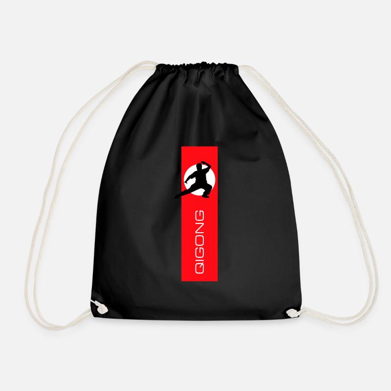 Qigong flag - Drawstring Bag - black