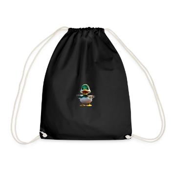 Green Head Duck Mascot - Drawstring Bag - black - Front