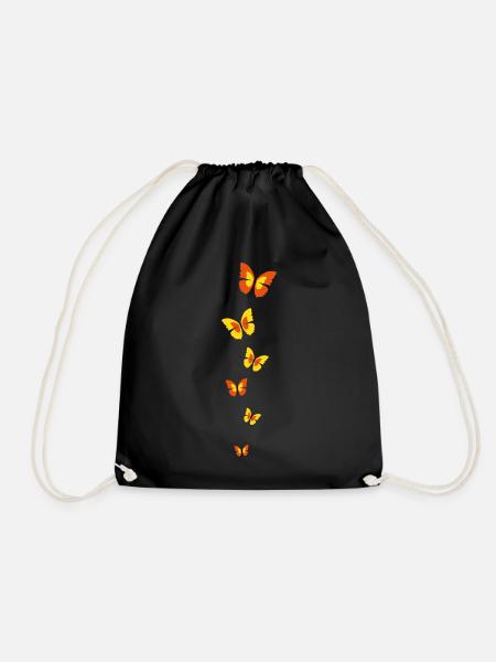 butterfly - Drawstring Bag - black
