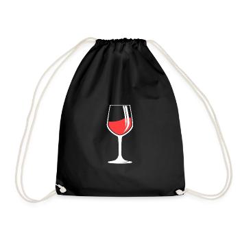 Rotwein Weinglas Wein - Turnbeutel - Schwarz - Vorne