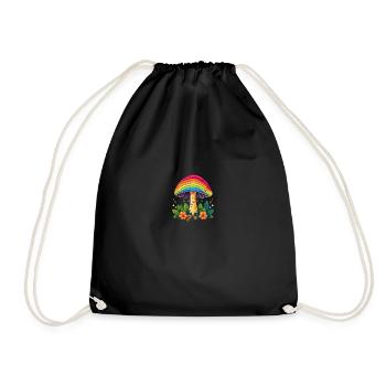 Rainbow Forest Wonder: The LGBTQAI+ Mushroom - Drawstring Bag - black - Front