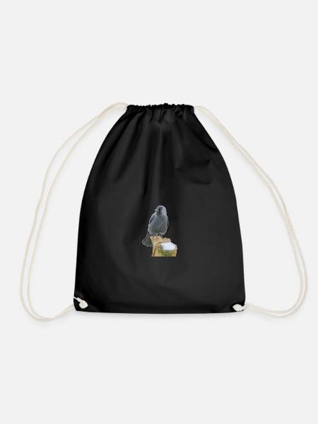 Jackdaw - Drawstring Bag - black