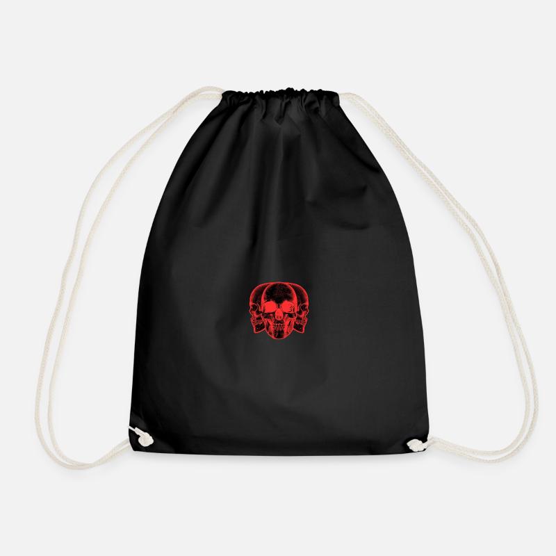 Red skulls - Drawstring Bag - black