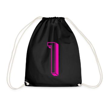 Zahl eins - Nummer 1 pink Mädchen Trikotnummer - Turnbeutel - Schwarz - Vorne
