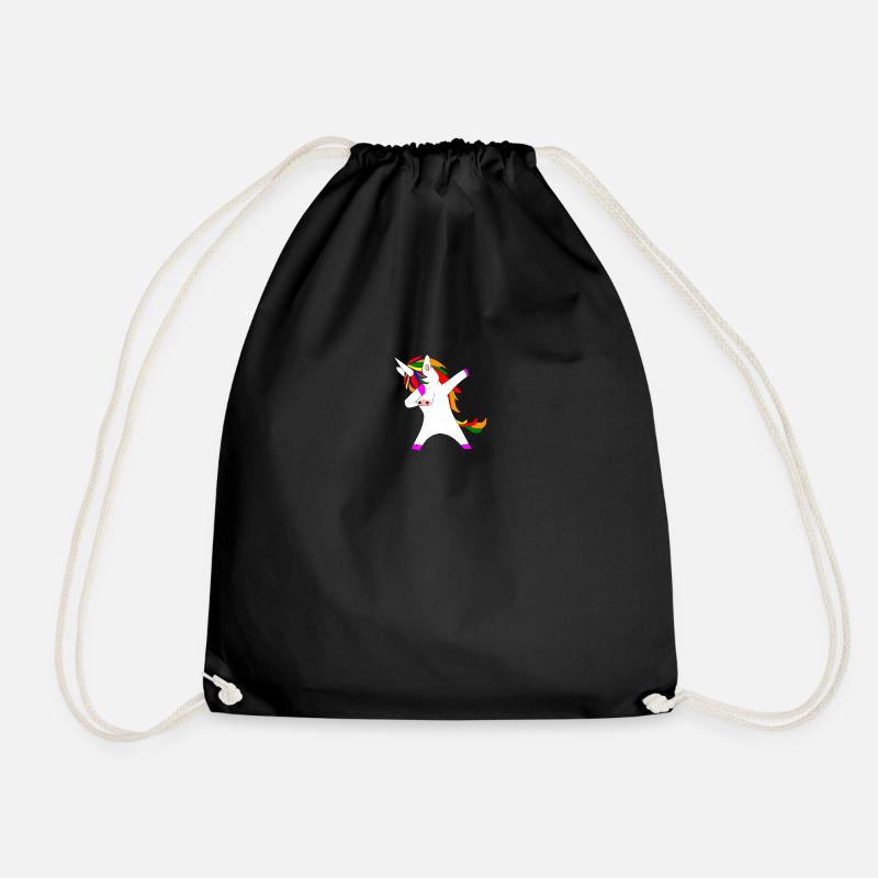 dabbing unicorn unicorn in rainbow colors lgbt - Drawstring Bag - black