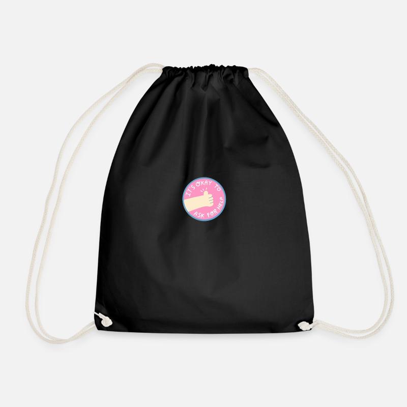Help is ok - Drawstring Bag - black