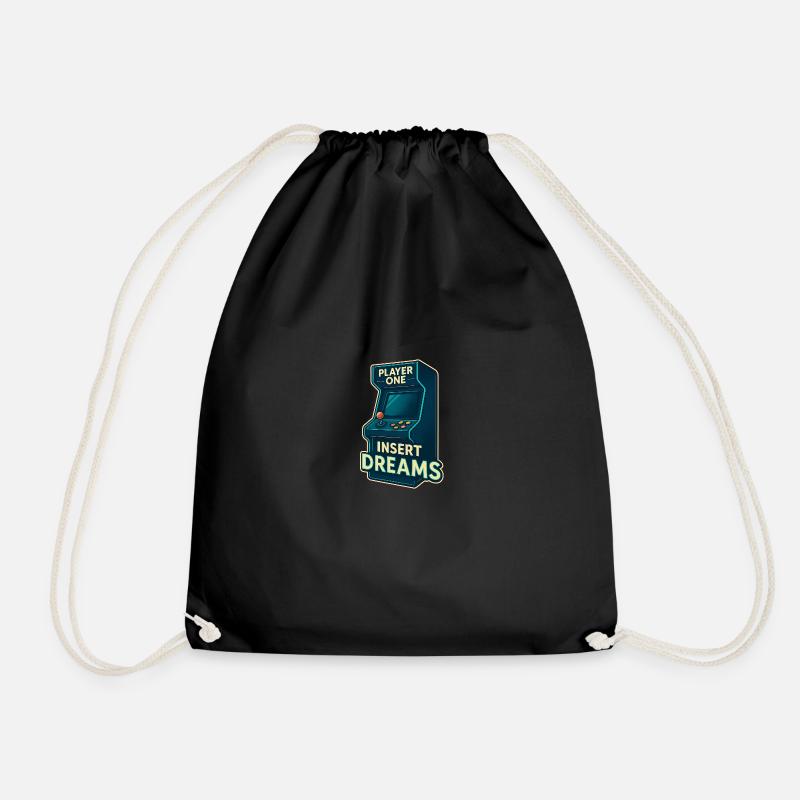Insert Dreams – Retro Arcade Design for Gamers - Drawstring Bag - black