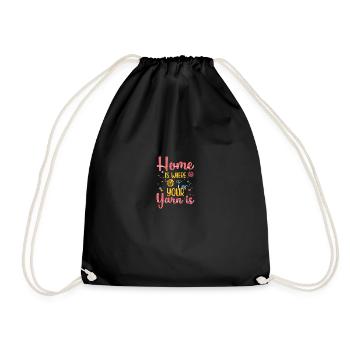 Knitting | Crochet Knitting Sewing Hobby Gifts - Drawstring Bag - black - Front