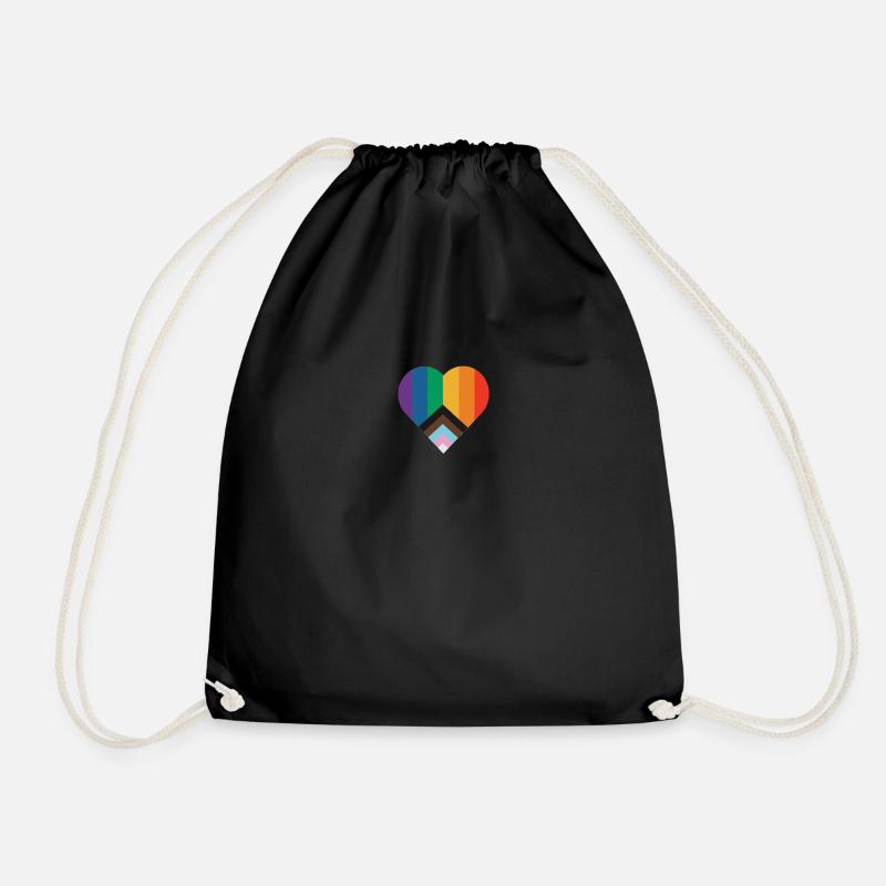 Regenbogen Herz - Turnbeutel - Schwarz