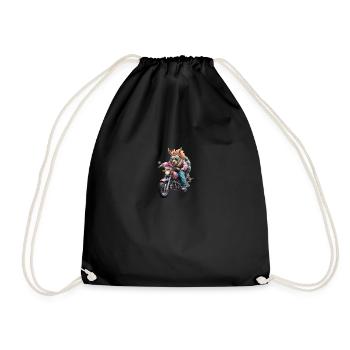 Freaky Biker Unicorn - Drawstring Bag - black - Front