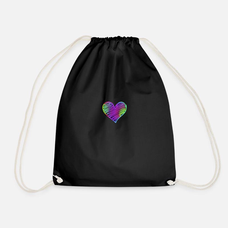 Heart rainbow - Drawstring Bag - black