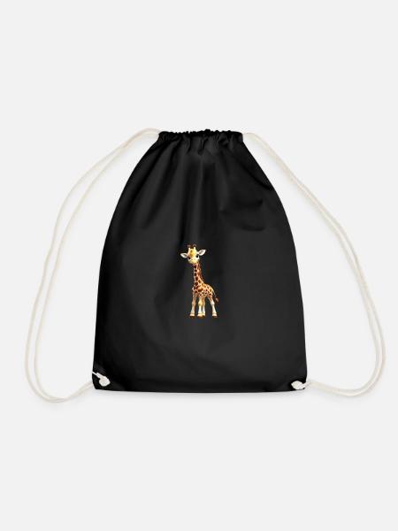 Tiny Giraffe/ Baby Giraffe - Drawstring Bag - black