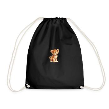 Lion mignon pour bébés et enfants - Sac de sport léger - noir - Devant