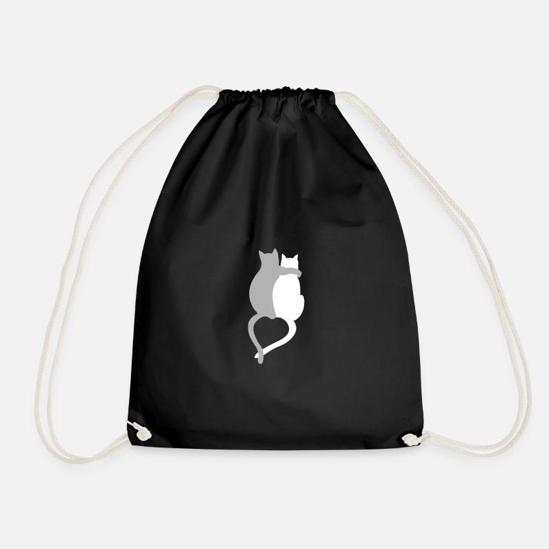 Cats love - Drawstring Bag - black