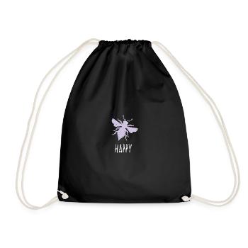 Lila Pastell Bee Happy Biene Be Happy - Turnbeutel - Schwarz - Vorne