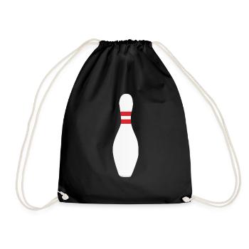 Ein Bowling bzw Kegel Pin - Turnbeutel - Schwarz - Vorne