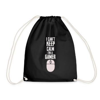 I Can't Keep Calm I'm A Gamer Funny T-Shirt - Drawstring Bag - black - Front