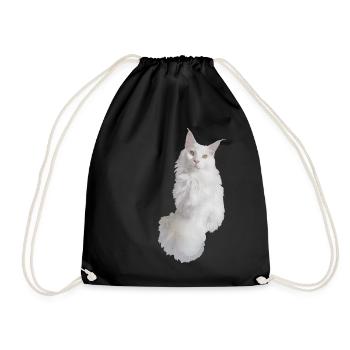Maine coon white - Drawstring Bag - black - Front