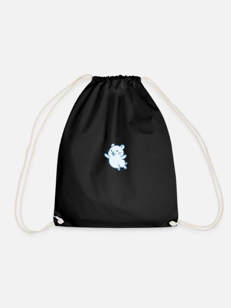 Laughing, Jumping Hamster – Cute Design - Drawstring Bag - black