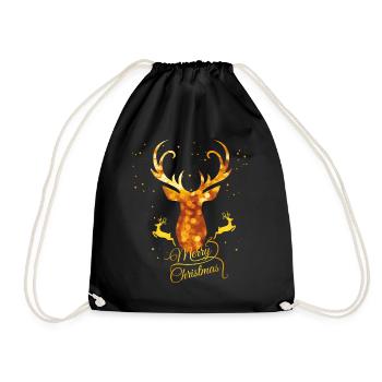 deer gold christmas Xmas apresski glamour antlers - Drawstring Bag - black - Front