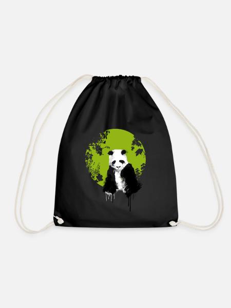 panda welt erde umwelt traurig save klima demo LOL - Turnbeutel - Schwarz